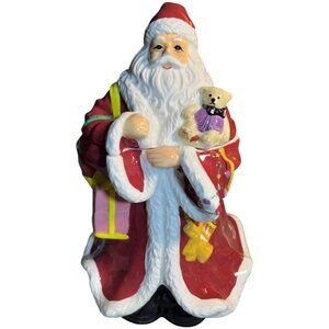 SPODE "Christmas Tree" Santa Handpainted Ceramic COOKIE JAR Holiday 10.75" tall